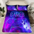 thumbnail image 5 of Feelyou Game Console Queen Sheet Sets, Gamer Gamepad Flat Sheet, Mystic Galaxy Starry Sky Queen Fitted Sheet, Ultra Soft Home Decor,4-Piece, 5 of 7