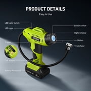 AstroAI Cordless Tire Inflator 160PSI, Portable Air Compressor Dual Power with 12000mAh Rechargeable Battery 12V DC Adapter, Tire Pump Air Pump for Car Tires Auto Shutoff, Digital Pressure Gauge, LED