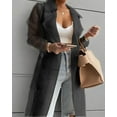 thumbnail image 2 of ZOELNIC Women's Summer Mesh Sheer See Through Double Breasted Midi Trench Coat Belted Lightweight Cardigan, 2XL, 2 of 5