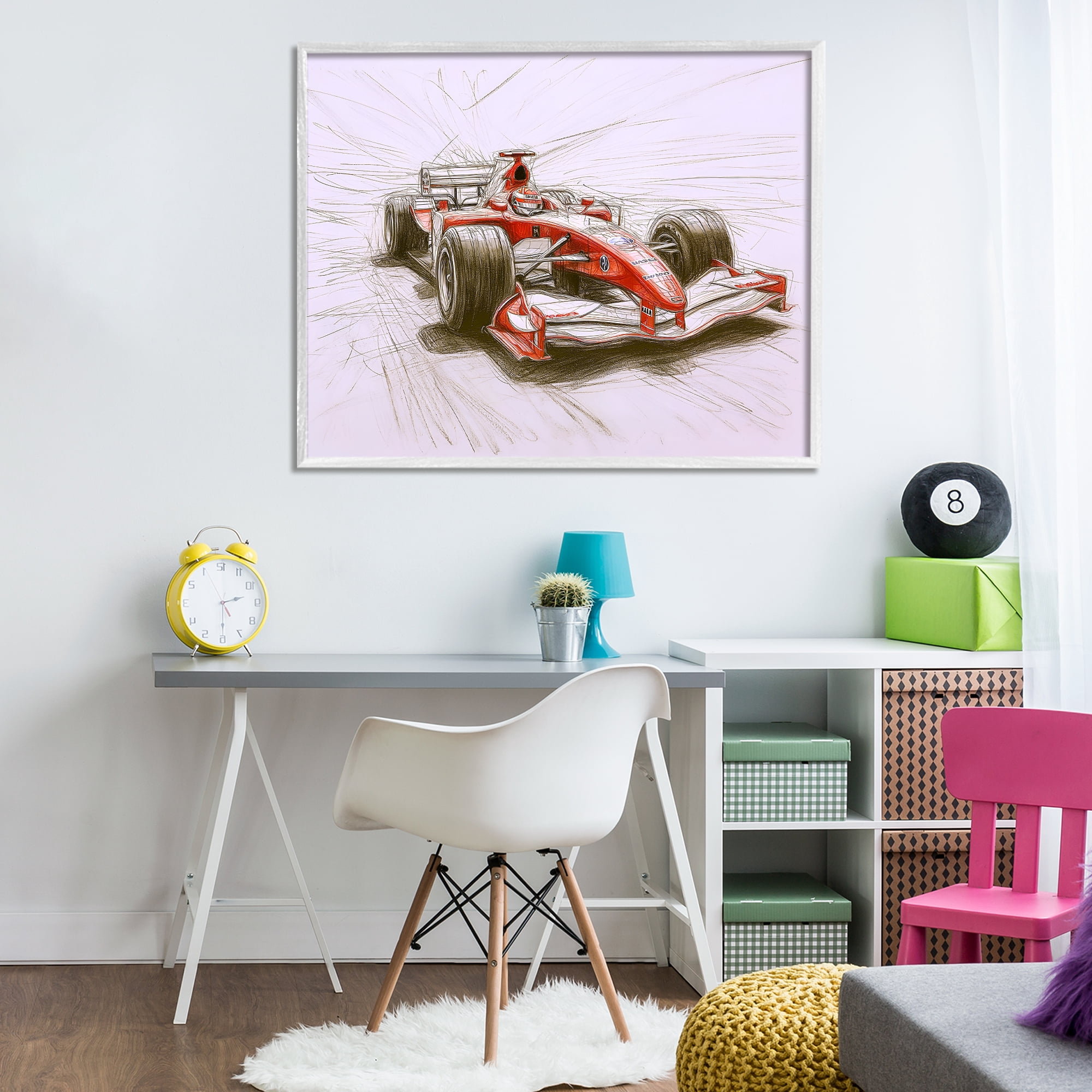Stupell Industries Sketched Race Car Concept White Framed Giclee Art, design by Steve Hunziker