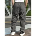 thumbnail image 4 of Faithtur Men's Loose Cargo Long Pants, Solid Color Drawstring Waist Straight Leg Trousers Casual Work Pants with Pockets, 4 of 8