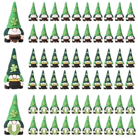 Mini St. Patrick's Day Gnomes Figures Tiny Gnomes Figurines for St. Patrick's Day Gift Small to Hide Rubber Statues for Day Party Favors Goodies Bag Accessories