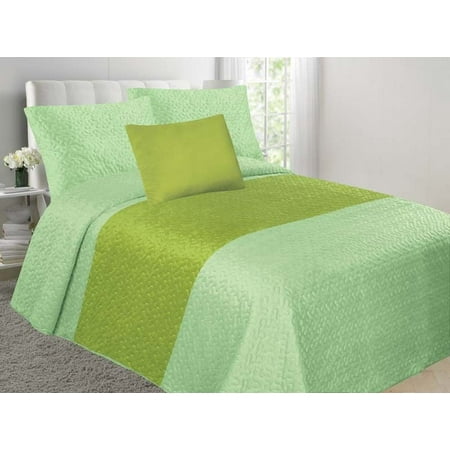 Super Soft Velvet 4piece Two Tone Bedspread Cover Set With Cushion