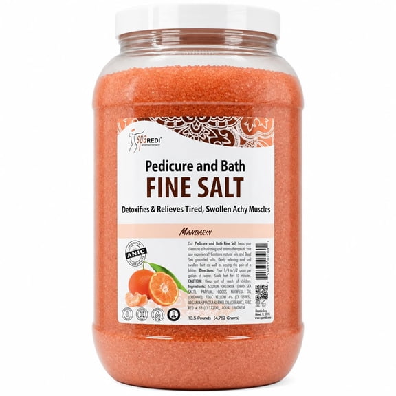 SPA REDI - Detox Foot Soak Pedicure and Bath Fine Salt, Mandarin, 128 Oz - Made with Dead Sea Salts, Argan Oil, Coconut Oil, and Essential Oil - Hydrates, Softens and Moisturizes