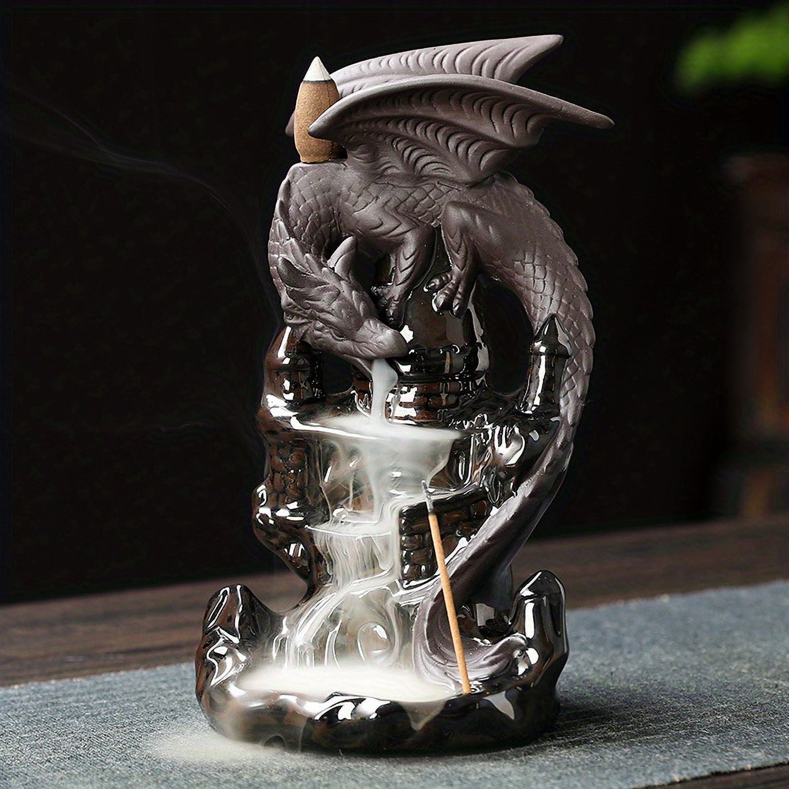 1pc Dragon Ceramic Waterfall Incense Holder - Add A Magical Touch To Your Home Decor! Zen Meditation Decor (Without Incense)
