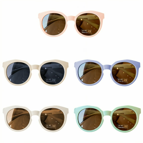 GJX 5Pcs Baby Sunglasses,Cute Cartoon Design Toddler Sunglasses Age 2-4,Trendy Style Infant Sunglasses,Style1