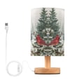 thumbnail image 2 of Lamp Printed Gifts Table Lamp USB Bedside Desk Nightstand Lamp Wood Base for Bedroom Living Room Office Desk College Dorm Beautiful Winter Forest Painting, 2 of 7