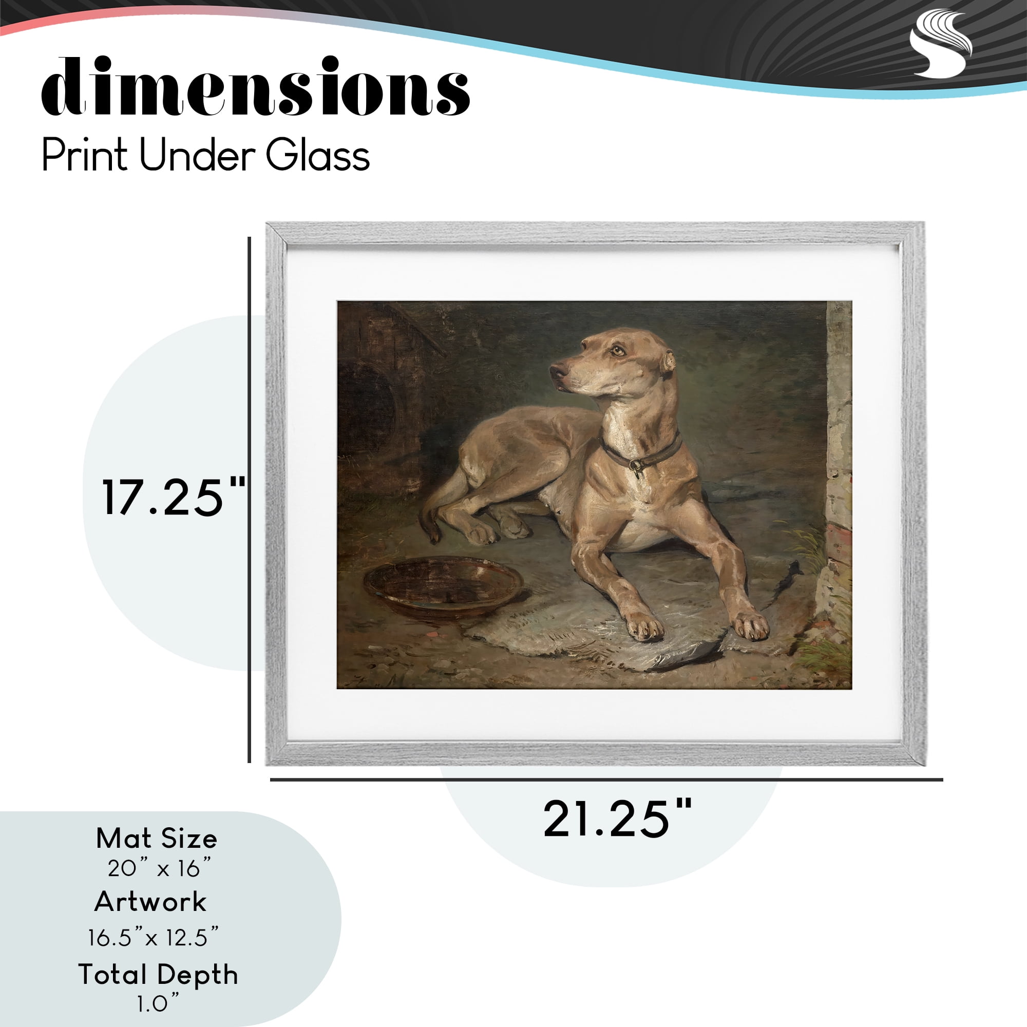 Stupell Industries Historical Dog & Bowl Gray Framed Print Under Glass, design by Lil' Rue