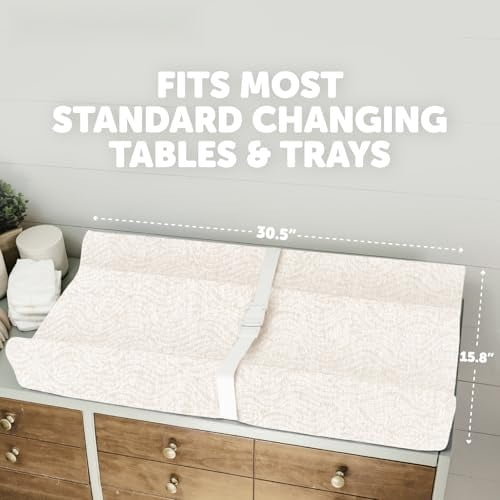 Serenity Soft Changing Pad + Washable Cover, Non-Slip - Fits Standard Changing Tables & Dressers (Wave Pattern, Off White)