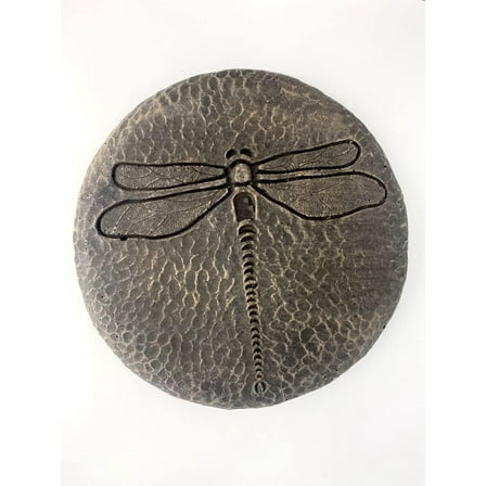 Solid Rock Stoneworks Round Dragonfly Stepping Stone - 1" Tall x 12" diameter - Autumn Brown