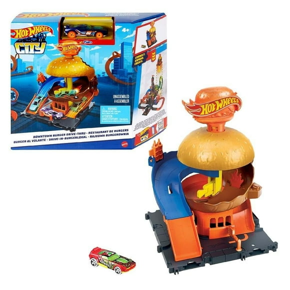 Pista de Juguete Hot Wheels City Tienda de Hamburguesas