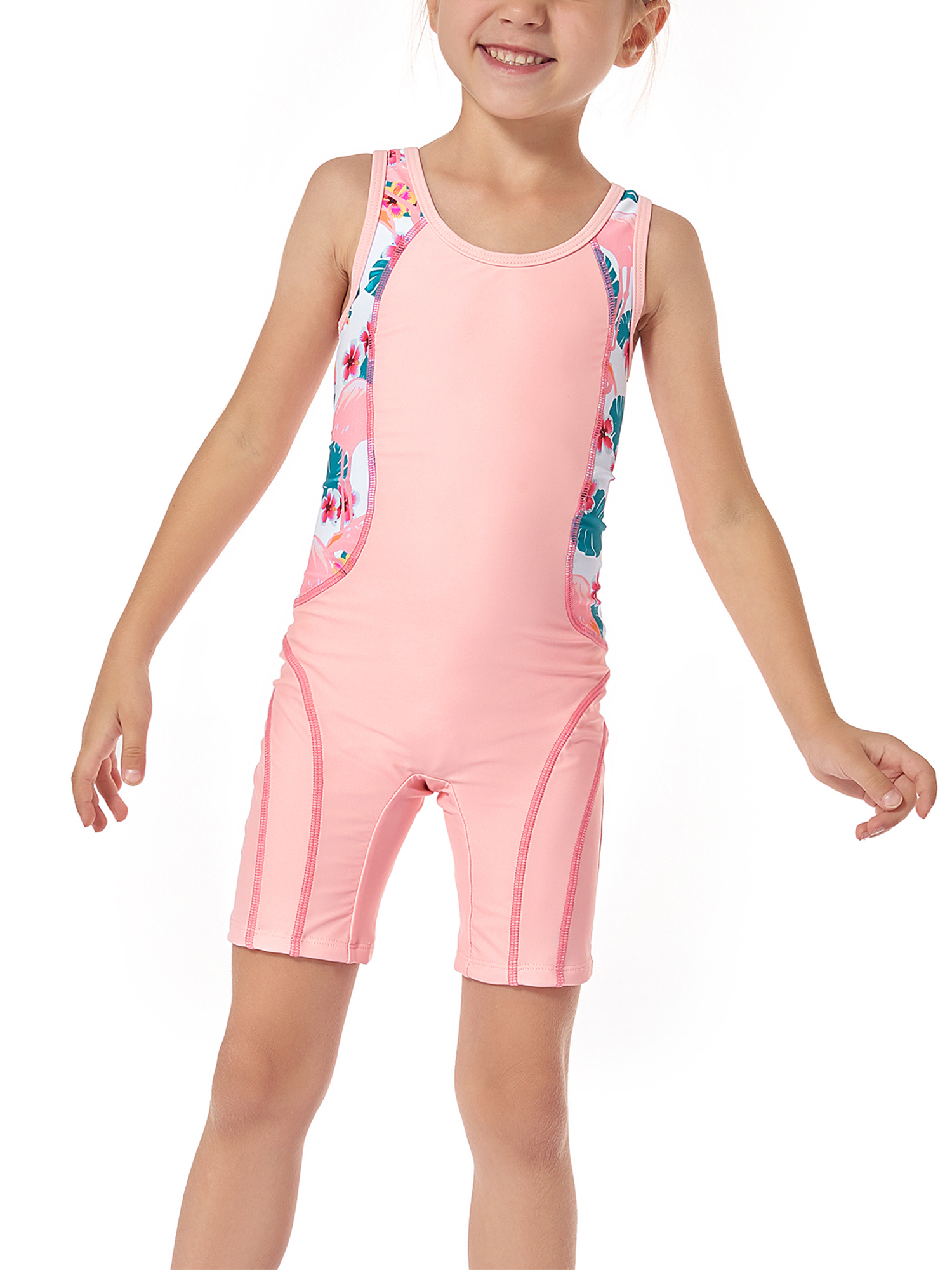 Glonme Girls One Piece Swimsuit Sun Protection Bathing Suit Sleeveless