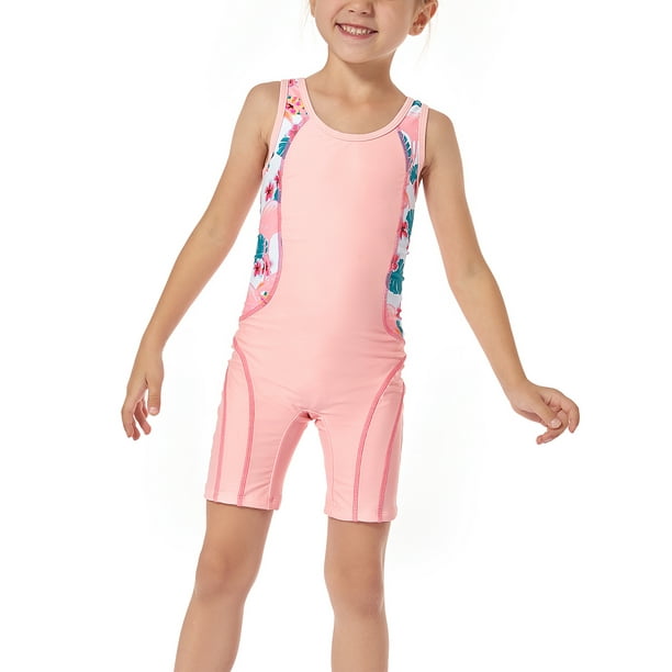 Glonme Girls One Piece Swimsuit Sun Protection Bathing Suit Sleeveless