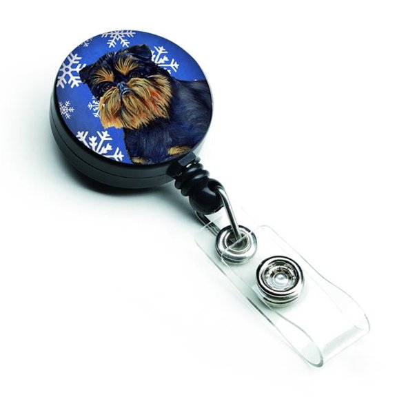 Carolines Treasures LH9298BR Brussels Griffon Winter Snowflakes Holiday Retractable Badge Reel