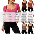 thumbnail image 3 of TEAJOPSUU Womens Summer Tops Sweetheart Neck Short Sleeve Activewear T Shirts Form Fitting Shapewear Tees Khaki, 3 of 7
