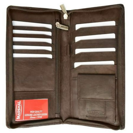 Zip Around genuine leather Travel Wallet with Passport and Boarding pass Holder 663CF