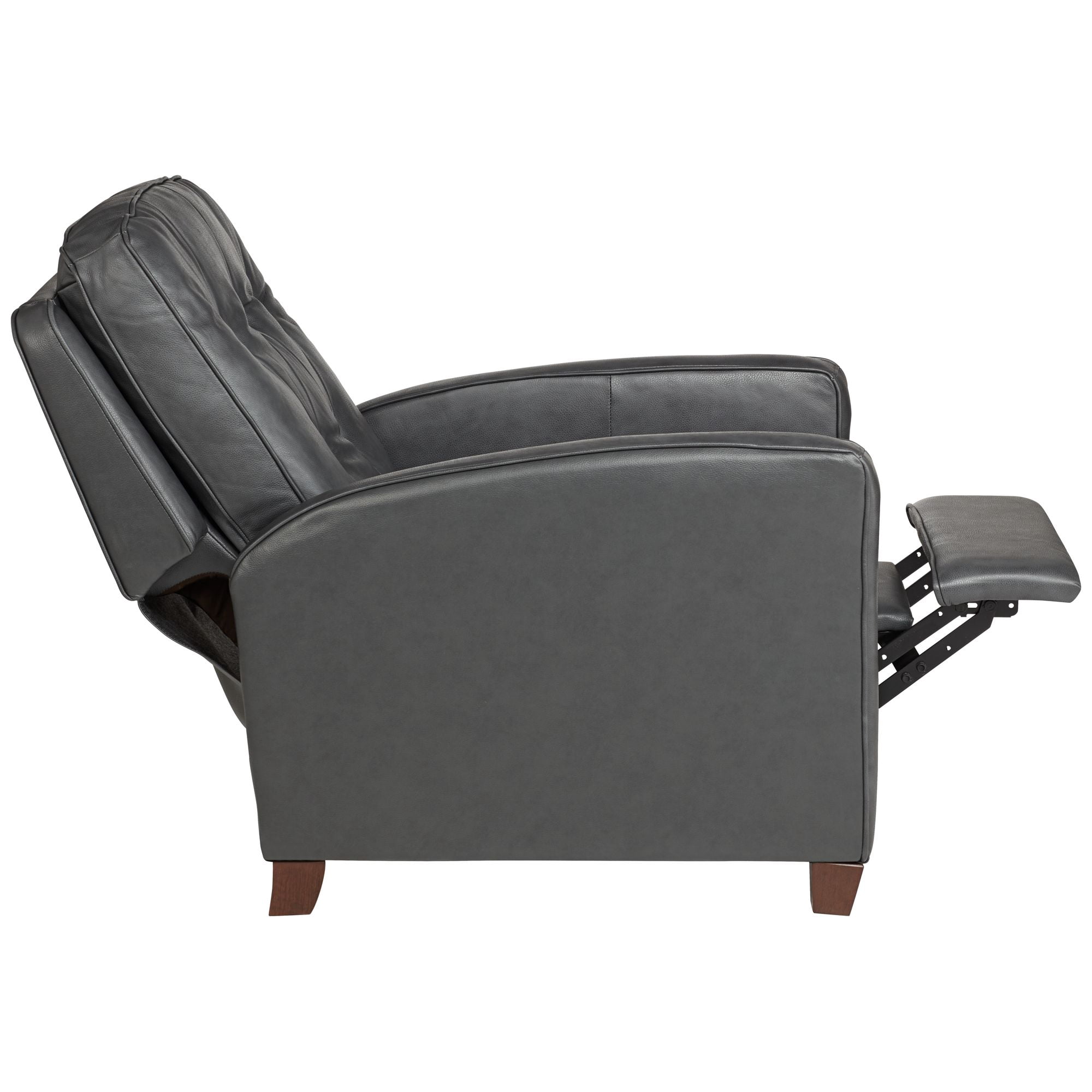 Elm Lane Livorno Gray Genuine Leather Recliner Chair Modern Armchair Comfortable Push Manual Reclining Footrest Tufted for Bedroom Living Room Reading