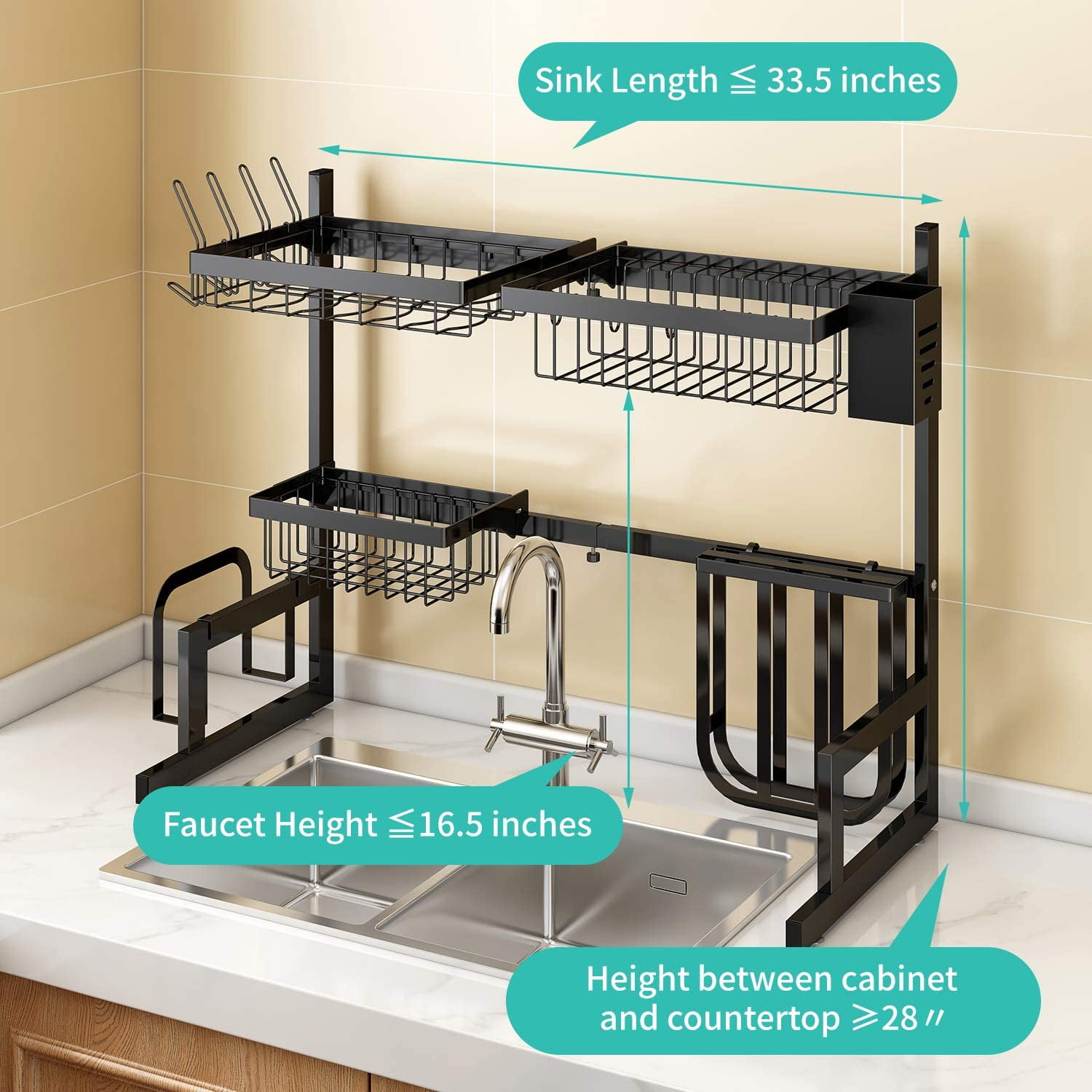 G.a HOMEFAVOR Dish Drying Rack, 2-Tier Adjustable Length(25.6-33.5in),  Expandable Over The Sink Dish Drying Rack, Stainless Steel Dish Drainer,  Dishes Rack Kitchen Storage Organizer Space Saver - Yahoo Shopping