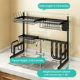 thumbnail image 5 of Over The Sink Dish Drying Rack,Adjustable,2 Tier Stainless Steel Dish Rack Drainer,Large Stainless Steel Dish Rack Over Sink for Kitchen Counter Organizer Storage Space Saver with Hooks (25.6"-33.5"), 5 of 8