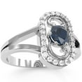 thumbnail image 2 of Split Band Lab-Created Sapphire Diamond Cocktail Ring In 14k White Gold, 2 of 6