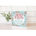 thumbnail image 2 of Spring Bloom Again Pink Floral Blue 10 x 10 Wood Tabletop Sign Plaque, 2 of 4
