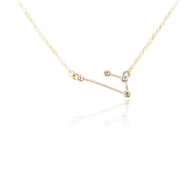 Ins Constellations Theme Friendship Necklace Rhinestone Comfortable Delicate with Display Card Pendant for Lover Festival Gifts Aries gold
