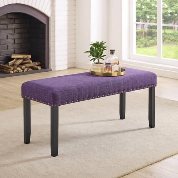 Cterwk Fabric Dining Bench for Dining Room, Living Room, Purple