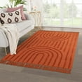thumbnail image 7 of SUNDEREY Modern Rainbow Area Rug,4'x6' Washable Bedroom Rugs,Boho Terracotta Woven Floor Carpet With Tassel, Modern Farmhouse Tufted Rug For Living Dining Room Kitchen Entryway Bathroom,Red, 7 of 7