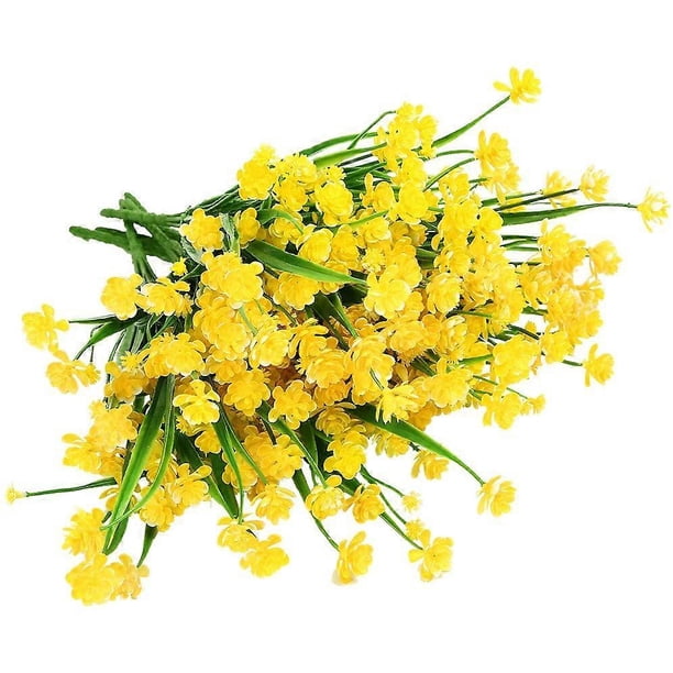 Flores artificiales, 8 paquetes de plantas artificiales resistentes a los rayos UV para exteriores