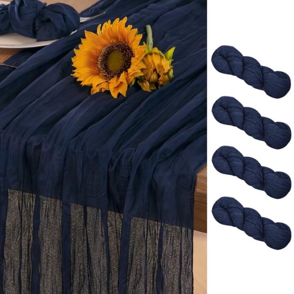 Table Runner DeZerlor, estopilla azul marino, 120 cm, otoño, paquete de 4