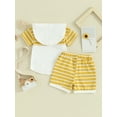 thumbnail image 3 of Infant Boys Summer Outfits Stripe Hooded Short Sleeve Tops Elastic Waist Shorts Set, 3 of 8