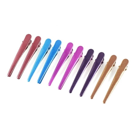 10 Pcs Assorted Color Plastic Metal Press Spring Hairstyle Alligator Hair