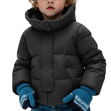 hoksml Kids Winter Coat Boys Girls Puffer Jacket Insulated Hooded Warm Thick 5-13 Years Big Kids Windproof Long Sleeve Zip Snap