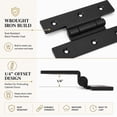 thumbnail image 3 of Renovators Supply Cabinet Hinge 3.5" Black Wrought Iron H Hinge w/1/4" Offset, Rust Resistant Hinge for Kitchen Cabinets w/Hardware, 3 of 11