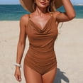 thumbnail image 2 of Tsesme Women’s Swimsuit Cowl Neck One Piece Bathing Suit Back Strappy Ruched Modest Swimwear, 2 of 7