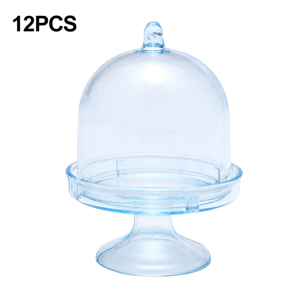 12Pcs Mini Cake Display Stand Cupcake Holder+Dome Cover Wedding Party Prop Decor 