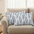 thumbnail image 2 of Spring Summer Blue Plant Pillow Covers 2 Pack Flowers Leaf Rustic Farmhouse Pillowcase Waterproof Outdoor Throw Pillow Cover for Patio Balcony Rectangular Cushion 20”x12”, 2 of 9