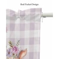 thumbnail image 5 of Easter Linen Curtain Valance for Bedroom/Bathroom/Kitchen/Office/Living/Dining Room Windows, Plaid Bunny Vase Flower Watercolor Easter Purple Rod Pocket Topper Decorative Cafe Drapes Panel 54"x18", 5 of 6