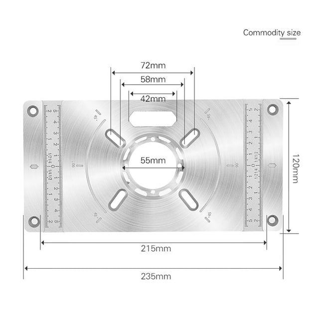 Plate Aluminum Alloy Router Table Insert Plate Trimming Machine Engraving Tool Flip Board with 4 Rings for Woodworking