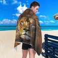thumbnail image 5 of Fierce Lion Beach Towel Soft Absorbent Quick Dry Sand Free Lightweight Polyester Camping Towels for Beach Travel Swim 30x60 in Wash cloth, 5 of 7