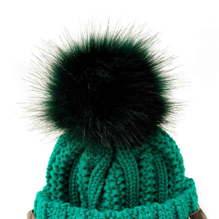 EHTMSAK Beanie Pom Poms Balls Christmas Hats for Women Cable Knit Faux Fur  Pompom Chunky Cable Knit Pompom Soft Warm Hat Green Free Size 