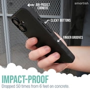 Smartish® iPhone 16 Magnetic Case - Gripmunk Compatible with MagSafe [Lightweight + Protective] Slim & Thin Grip Cover with Microfiber Lining for Apple iPhone 16 - Black Tie Affair