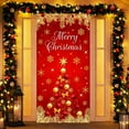 thumbnail image 4 of PuSpu Christmas Door Curtain 185x90cm Red Polyester Reusable Festive Panel, Snowflake & Holly Print, Holiday Entrance Decor, Easy Hang & Store, Seasonal Home Accent, 4 of 6