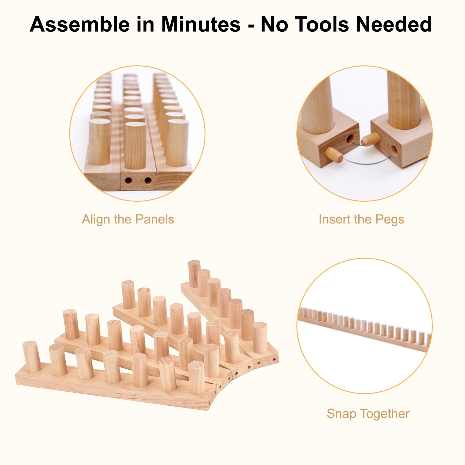 Wooden Chunky Blanket Loom, Portable Hand Knitting Loom, Expandable Connections for Beginners, Reusable for Bulky Yarn Crafts, Scarves ,Throw