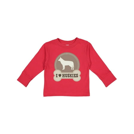 

Inktastic Husky Dog Gift I Love Huskies Gift Toddler Boy or Toddler Girl Long Sleeve T-Shirt
