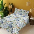 thumbnail image 2 of Ambesonne Floral Fitted & Flat Sheet with Sham 3 Pcs Set, Blurry Abstract Autumn Bloom, Twin XL, Ceil Blue Amber and Green, 2 of 5