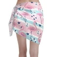 thumbnail image 2 of Kll Pink Striped Flamingo Print Women'S Sarong Coverups Short Bathing Suit Wrap Skirt Beach Wrap Swimsuit Cover Ups, 2 of 7
