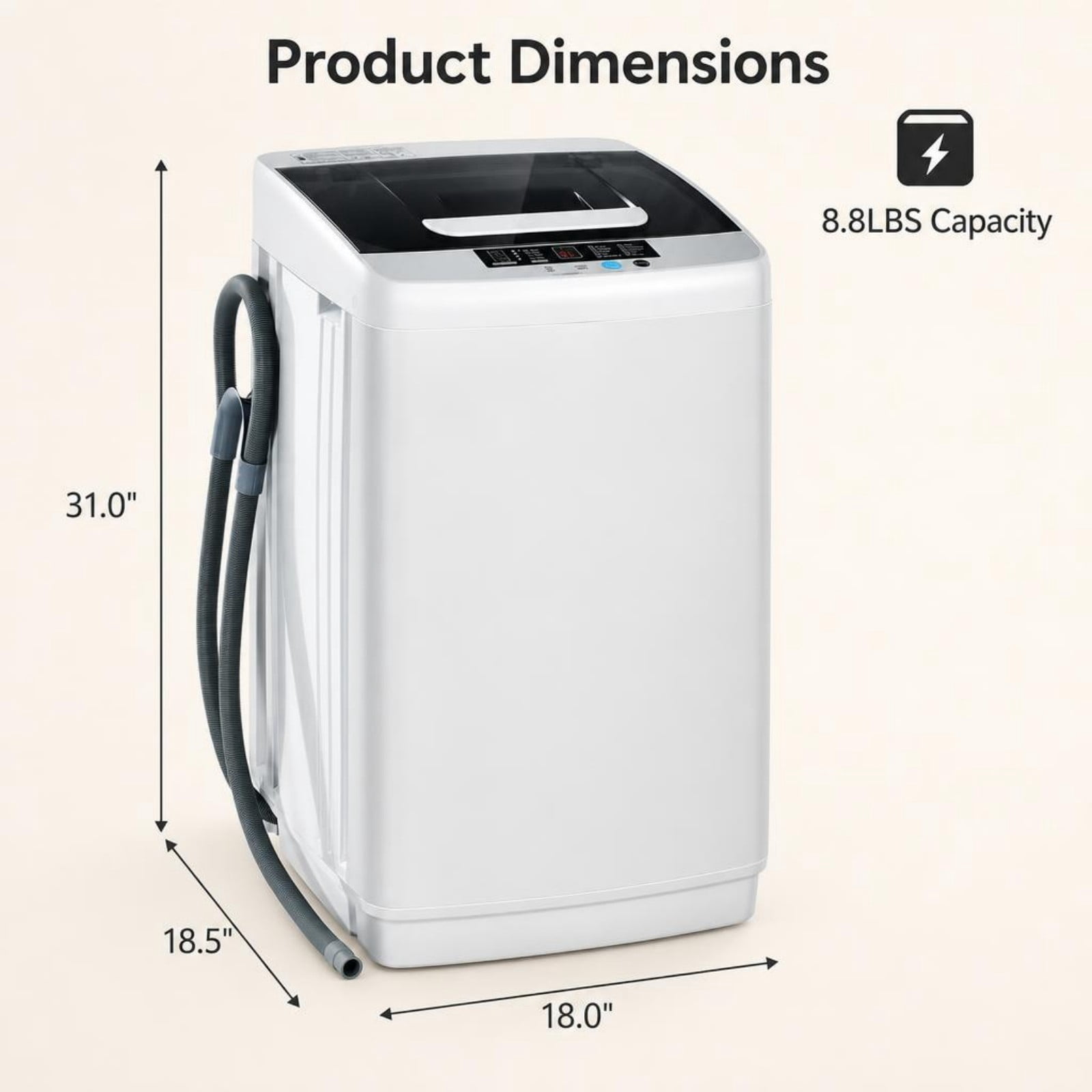 Costway Portable Full-Automatic Laundry Washing Machine 8.5 lbs Spin Washer W/ Drain Pump