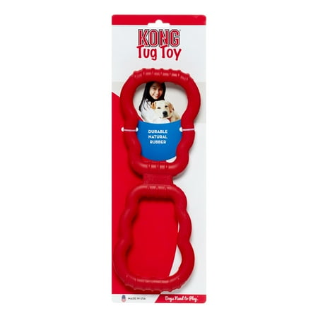 KONG Durable Natural Rubber Tug Dog Toy with Grips  Red