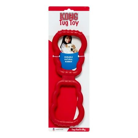 UPC: 0035585129150 | KONG Durable Natural Rubber Tug Dog Toy with Grips Red
